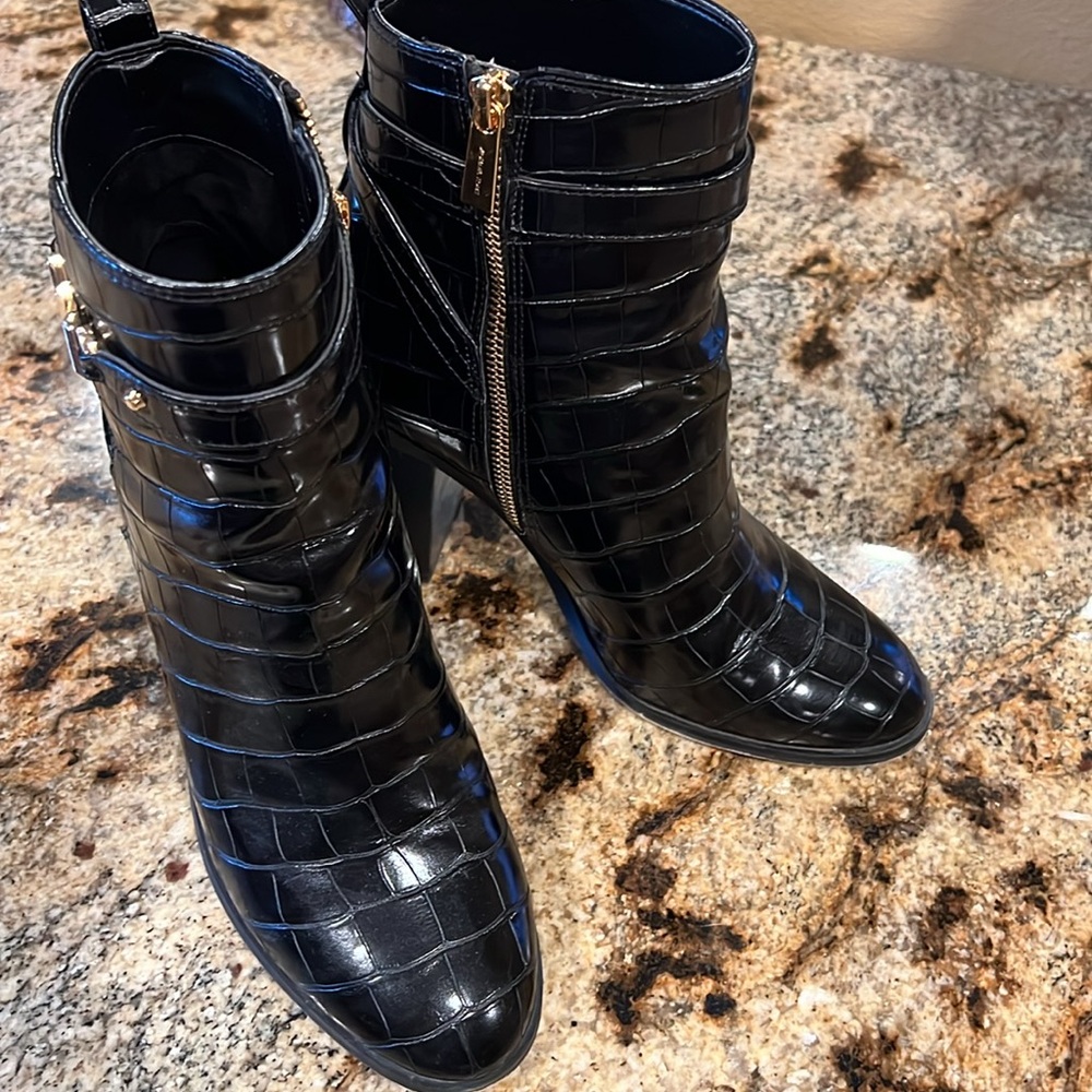 Faux Croc Black Booties - Picture 2 of 7
